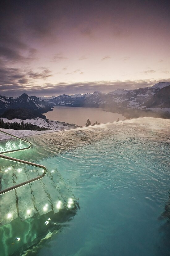 DeloachMariella's tweet image. Hotel Villa Honegg, Switzerland. Infinity pool overlooking the snow, so beautiful!