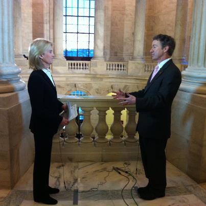 RandPaul's tweet image. It's been a busy day in the Senate! Here's a photo of my interview w/ @gretawire, airing tonight @ 10 ET on @FoxNews