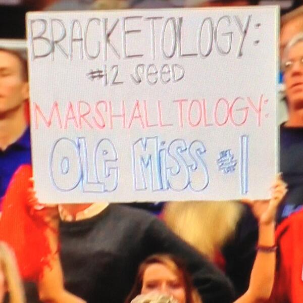 nolte's tweet photo. This is so Ole Miss. Girl thinks the T is part of the "-ology" suffix because of Bracketology. http://t.co/lrXSHZoXyh