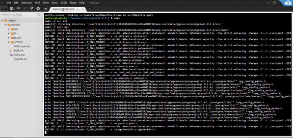 MWemekamp's tweet image. Meanwhile in my browser... PostgreSQL database compilen op een linux vm in de cloud #cloud9ide
