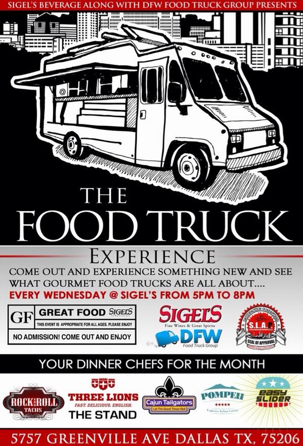Beautiful day for take home food at the Food Truck Experience from 5-8 at Sigel's on Greenville Ave. Come and get it!