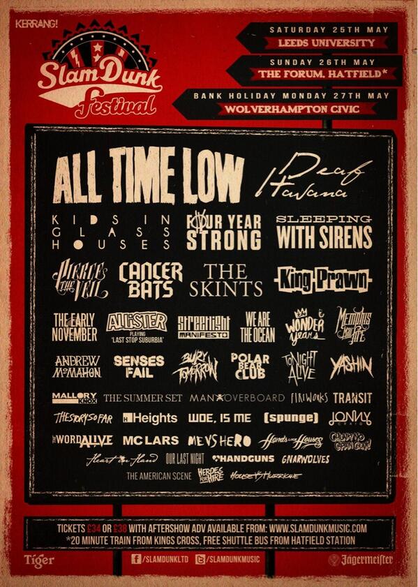 jenalive11's tweet photo. So excited to be a part of Slamdunk 2013! Check out the killer lineup & get your tickets now @SlamDunkMusic #SDF13 http://t.co/jSq66RYlnH