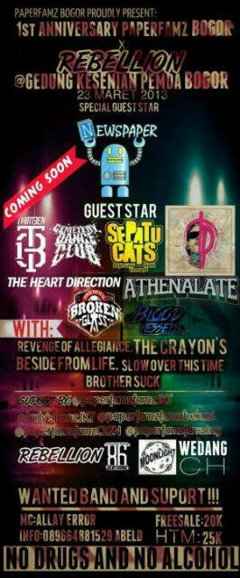 TomatoPumpkins's tweet photo. We'll be on stage this saturday 23rd march at GD Kesenian Bogor! Spread louds!!! http://t.co/VquYE4Nxpq