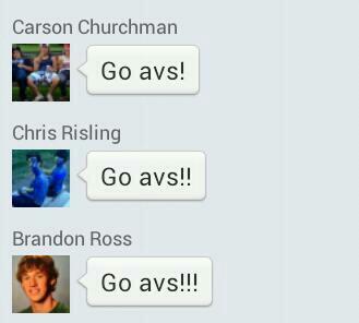 Eckel09's tweet photo. Nice to see the boys supporting da boys @RizNasty2point5 @AnimalHumper418 @SaucyRossy_7 #GoAvs!! #FuckTheStars http://t.co/ezrlF2nANH