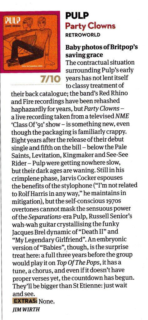 floatingwrecord's tweet photo. PULP were also given a great review in Uncut Magazine for April 2013! Check it out! http://t.co/XeMCPWYxWX