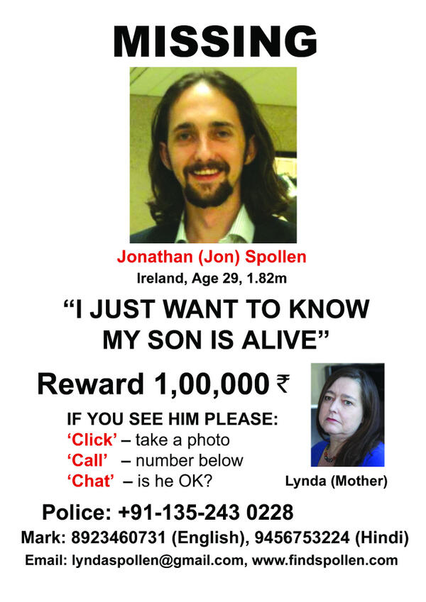 FindSpollen's tweet image. 3 years on, Jonathan is still missing. Please share with anyone you know in #India or travelling there soon. Thank u