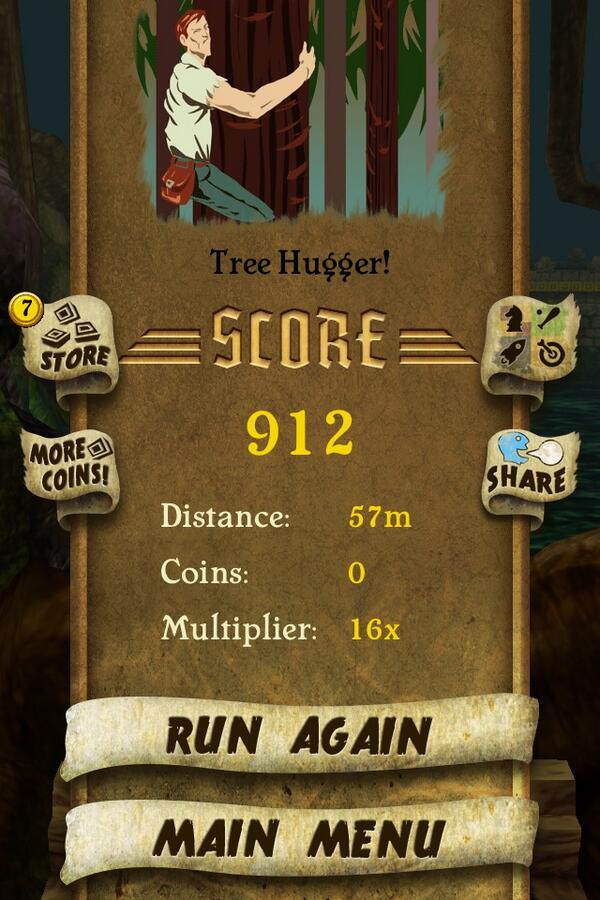 Logans_Mummy's tweet photo. I got 912 points while escaping from demon monkeys. Beat that! http://t.co/PcRwjU61x9 #TempleRun http://t.co/L6CPCvat7m