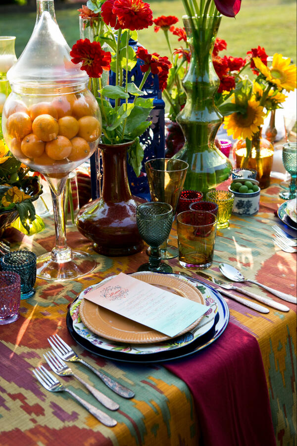 ps_LLC's tweet photo. #Tablesetting Thursday: Our themed table setting for a wedding... colorful, fun, and elegant! http://t.co/xmnGeRezPn