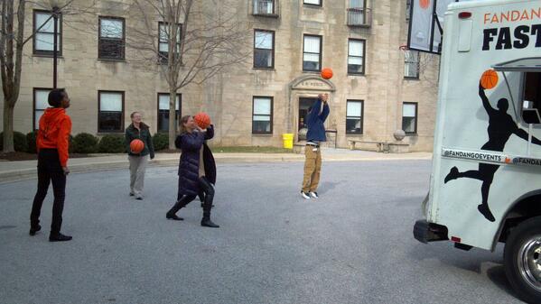 FandangoEvents's tweet image. Our friends at KKI had some fun with our basketball hoop! #DreamTeam