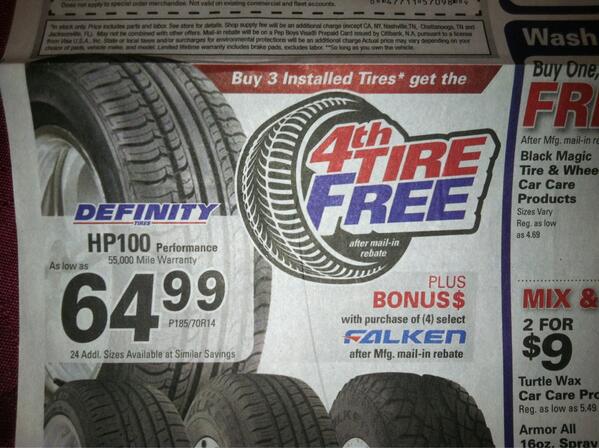 cymbily's tweet photo. Pep boys ad uses selection to make important info stand out. Red v blue. #et506sp13 http://t.co/x7B1EBQDmJ