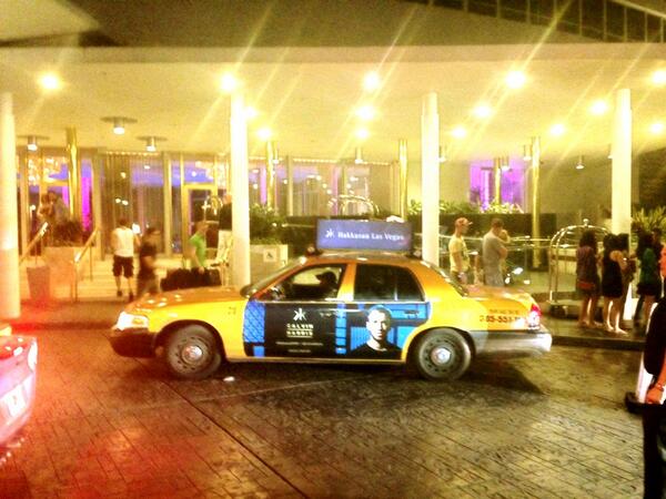 bweinb's tweet photo. @calvinharris wrapped taxi for @hakkasanLV #hakkasanWMC spotted outside @LIVMiami for tonight's show with @tiesto! http://t.co/l68ngRhy6v