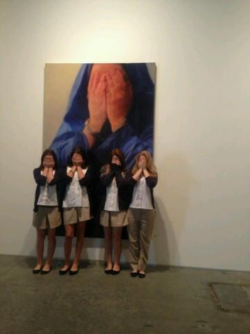 Etemadgallery's tweet photo. School girls playing peek-a-boo with #shohrehmeran http://t.co/zumiqaXE9i