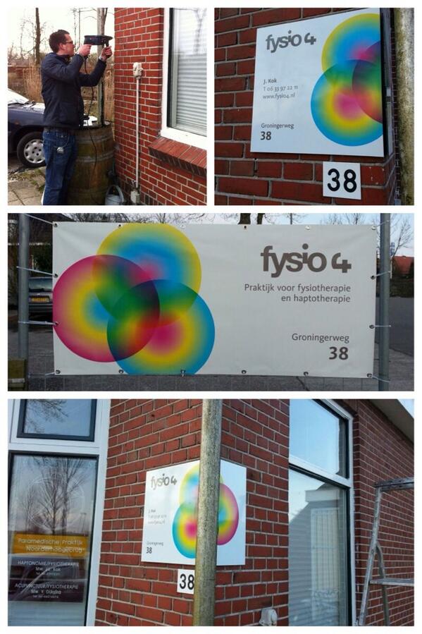#Fysio4 in #Groningen is nu goed te vinden dankzij een #spandoek en #gevelbord. #buitenreclame #MarneSignmakers