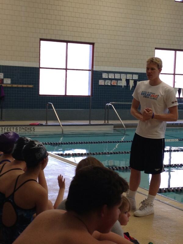 KristyKowal's tweet photo. @MattBMcLean6F sharing how he got started swimming at our #mutualofomaha #breakout #swimclinic in New Haven CT http://t.co/ZhmMHakcSc