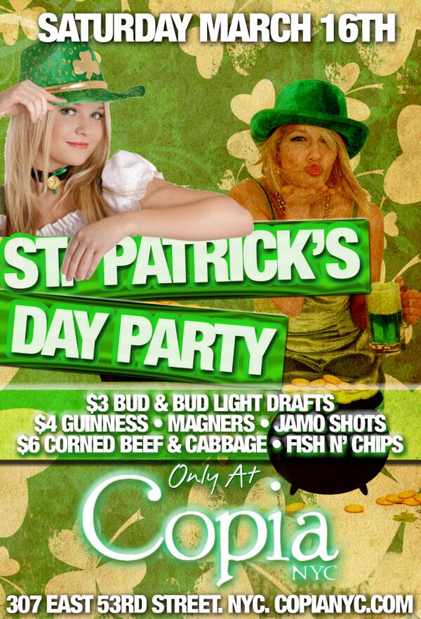 Copia53's tweet image. It's that time again. Saint Pattys at Copia. Don't miss out.
