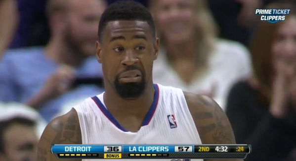 BleacherReport's tweet photo. DeAndre Jordan's dunk face http://t.co/bvxgtDL5QZ