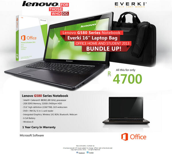 instawebcc's tweet image. Lenovo+Office+CarryBag Bundle specials while stocks last #Lenovo #Specials #Jhb #Cpt #Dbn