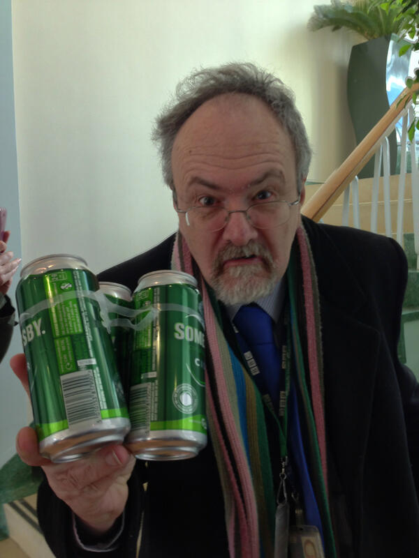 davidtjackson's tweet image. We&apos;d only got as far as reception and @WillyGilder was already trying to &apos;crack open the tins&apos;. #typicalBBC