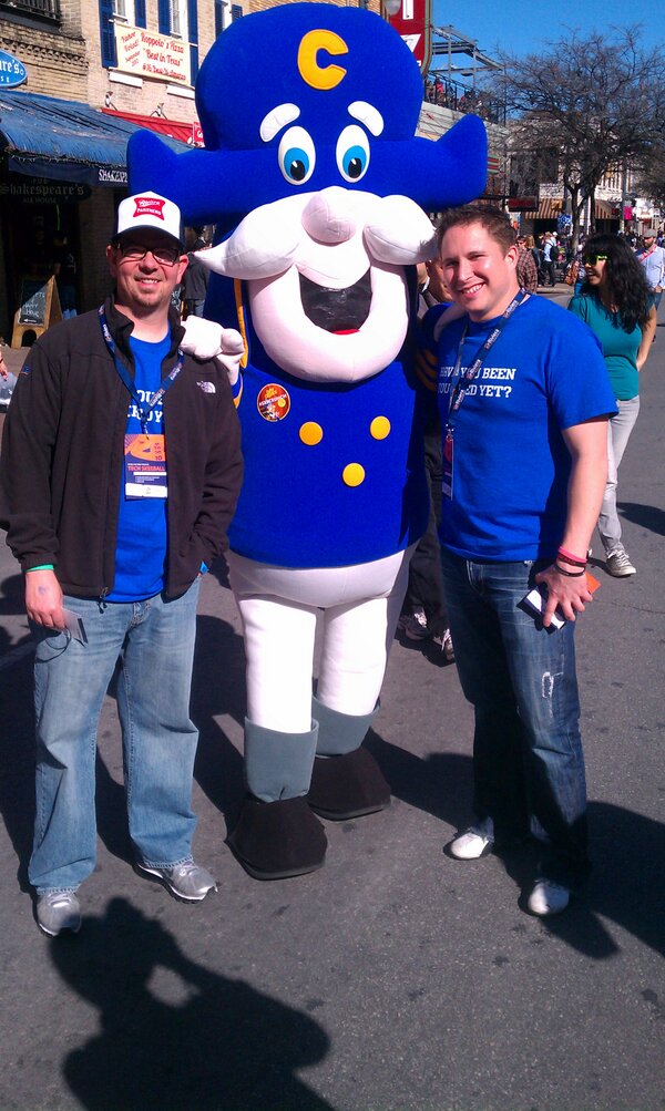 #SXSW street swag with the captain himself <a href="/tonyzammikiel/">Tony Zammikiel</a> <a href="/ucam11/">Brent Hale</a>