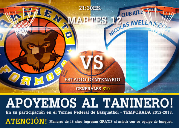★★SARMIENTO FORMOSA VS NICOLAS AVELLANEDA DE SANTIAGO DEL ESTERO★★ •Martes 12 de Marzo,2013 •21.30hs •Est.Centenario