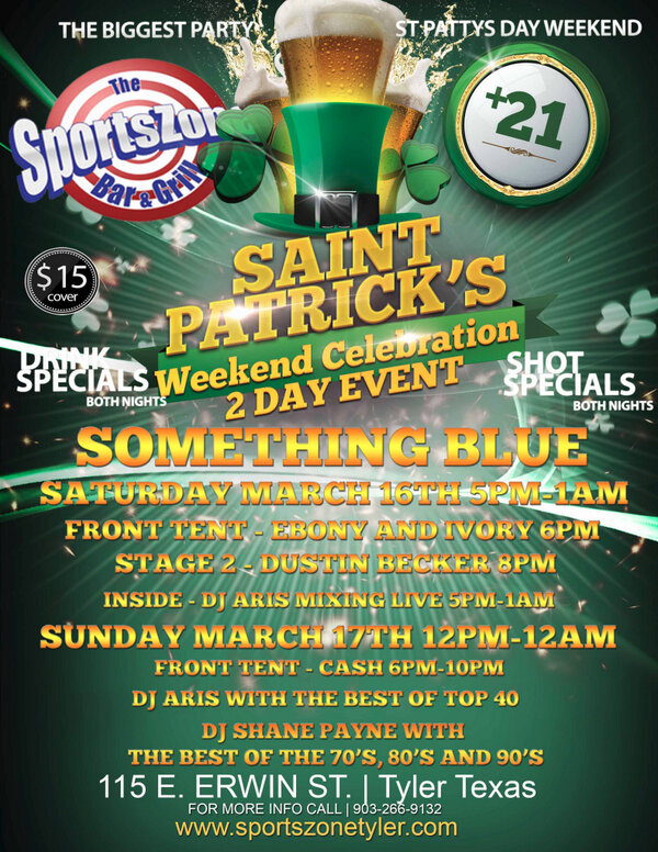 SportsZoneTyler's tweet photo. This Weekend the biggest St Patricks day party in Tyler @DownTTyler  
http://t.co/YmWMmqTlvq http://t.co/5ckmw2whcX