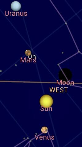 mycroft16's tweet image. Looks west at Sunset. Orange line is horizon. Comet will be near Mars. #GoogleSky #Comet #PanSTARRS