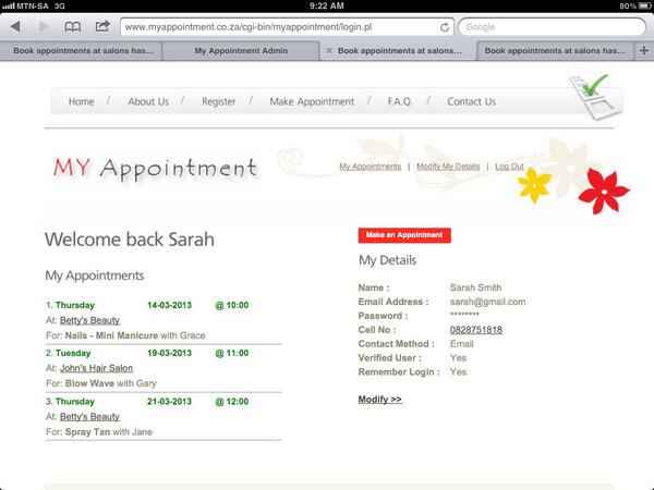ShaniFerrer's tweet photo. .@HRH_Gwen You can also see a list of your upcoming confirmed appts by clicking on My Appointments in the top right http://t.co/zjDki2CqVO