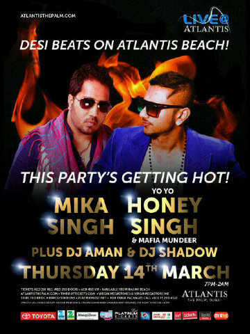 Welcome to Dubai @KingMikaSingh_ @YoYoHoneysingh n apna bro @DJShadowDubai  #partyGettinHot