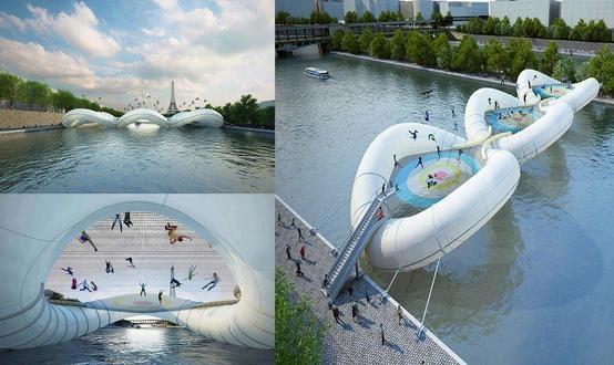 KaDaviss's tweet photo. “@UberFacts: There’s a bridge in Paris made entirely of trampolines! http://t.co/nPb2KMfiJI” @AdamMeeker
