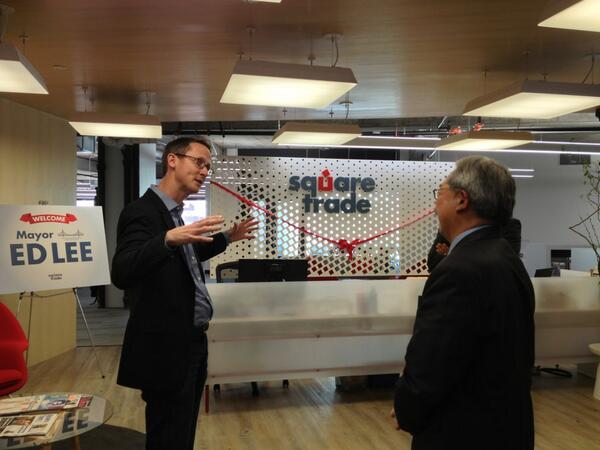 mayoredlee's tweet photo. Cut the ribbon on @SquareTrade's worldwide HQ in #SF! Welcomed this innovative company &amp; toured new office. http://t.co/dslDTuUiNo