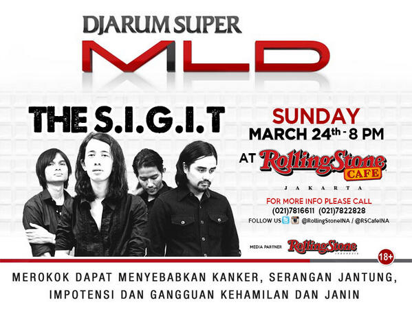 .<a href="/MLDSpot/">MLDSPOT</a> presents <a href="/thesigit/">The SIGIT</a> Sunday March 24th 2013, 8pm @RSCafeINA .Cover charge 50 ribu, info : 021.7822828