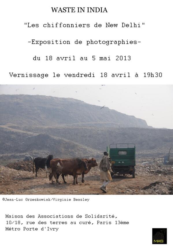 WasteinIndia's tweet photo. save the date - exposition sur les #chiffonniers de New Delhi à Paris http://t.co/Q08WVsVfTn