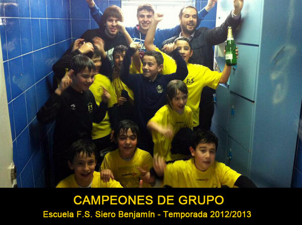 Liga Benjamín  |  <a href="/escuelaFSsiero/">Escuela FS Siero</a> Benjamín 12 - 1 Cerredo  |  Se clasifica a la fase final como campeón de grupo