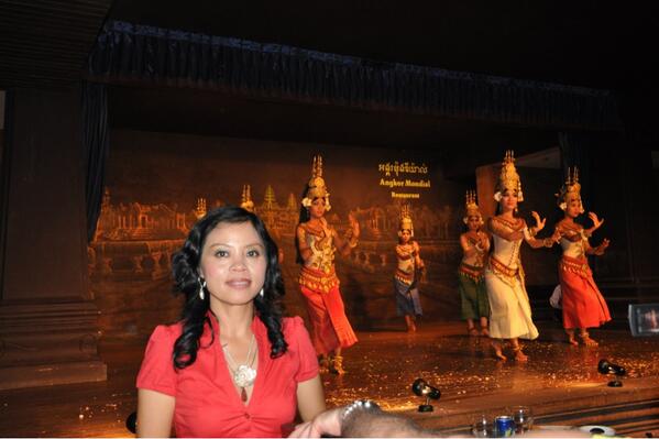 In Cambodia, watching the Cambodian traditional dance.