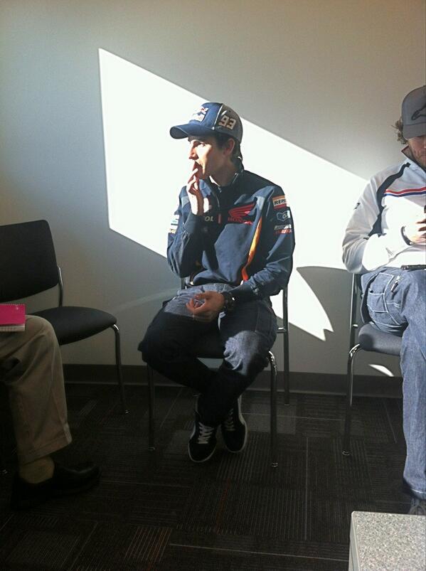 HRC_MotoGP's tweet photo. “@HondaPowersprts: Early morning interview with @HRC_MotoGP rider @marcmarquez93 at @circuitamericas #HRCtest http://t.co/brZMXuUmEf”