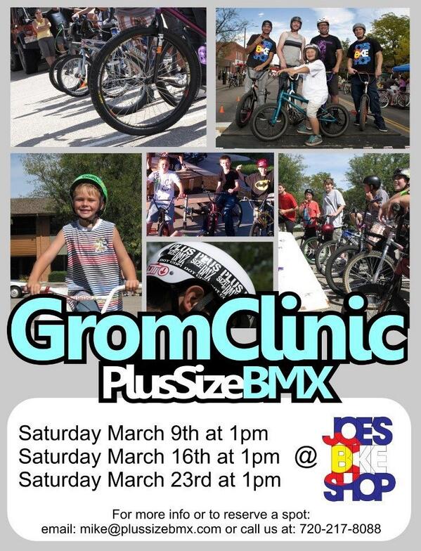 Another rad <a href="/plussizebmx/">PlusSizeBMX</a> clinic going on this weekend at <a href="/joesbikeshopco/">Joe's Bike Shop</a>! Questions? Email me Mike@plussizebmx.com