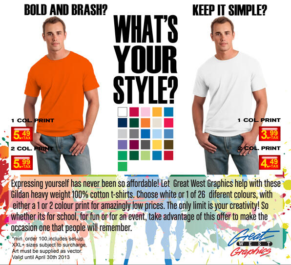 GWGraphics's tweet image. Don't miss out on this month's crazy t-shirt and print special! #Vancouver #tshirt #printing