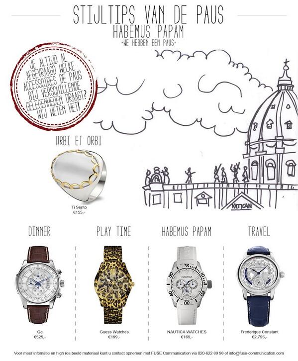 Linda2dress's tweet image. “@WeAreFuse: #Witterook - Stijltips van de #Paus! #Habemus #Papam http://t.co/ikIZvCyIYm” Te leuk! #stijlicoon #styling