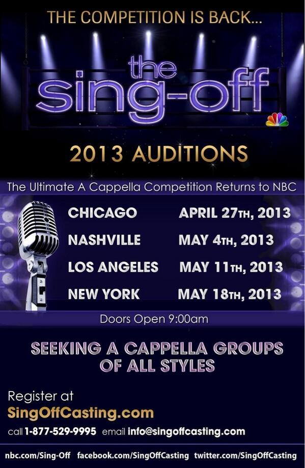 SaveTheSingOff's tweet image. Want to audition for The Sing-Off season 4? Here's the info!