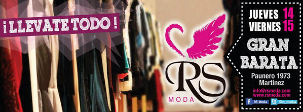 Rs_Modaa's tweet image. LLEVATE TODO... JUEVES 14 Y VIERNES 15 &quot;GRAN BARATA&quot; PAUNERO 1973 MARTINEZ #RSMODA #FABRICADEMUJER