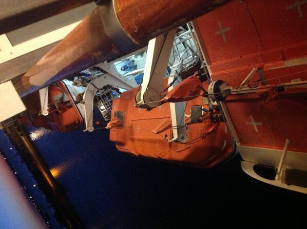 shahwar's tweet photo. @CarnivalCruise Patiently waiting for repairs to the lifeboat so we can get to the Bahamas! Thx 4 safety 1st! http://t.co/eBVRCFTaEs