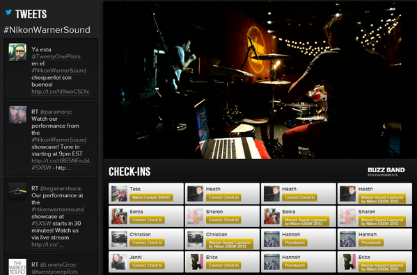 buzzbandme's tweet photo. A view from our live ticker during the @twentyonepilots performance at the #NikonWarnerSound showcase. #sxsw http://t.co/tLq0LL3H5w