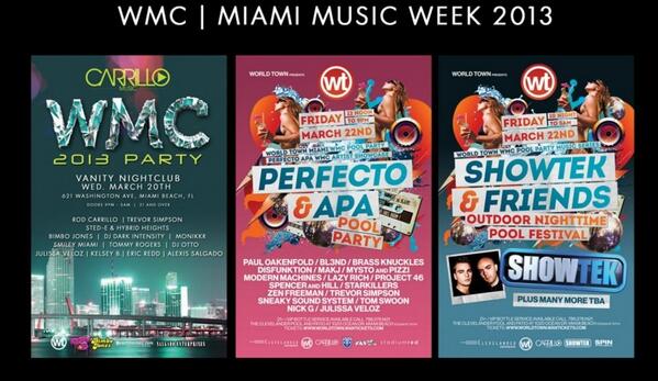 Here are the official <a href="/dancemusiclabel/">Rod Carrillo</a> #WMC2013 parties going on in Miami! Ft- <a href="/JulissaVeloz/">Julissa veloz</a> <a href="/TheKelseyB/">Kelsey B</a> <a href="/ericredd/">Eric Redd</a>