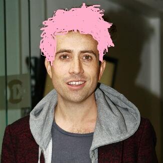 BBCR1's tweet photo. Here's an artist's impression of what Nick's going to look like with PINK HAIR!! #rednosebreakfast http://t.co/uXu2j4mooA
