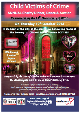 CityPolice's tweet photo. RT @cvoccharity: 10% discount on tickets for #ChildVictimsOfCrime Annual #CityofLondon Dinner http://t.co/yA84bG5XH7 http://t.co/aBP8eL8WCf