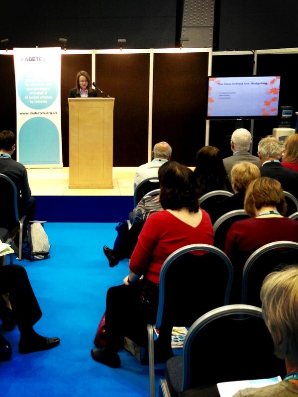 DiabetesUK's tweet photo. Listening to a talk about by @HedgiePDiabetes talking about their important work #DPC13 http://t.co/8WBWorynog