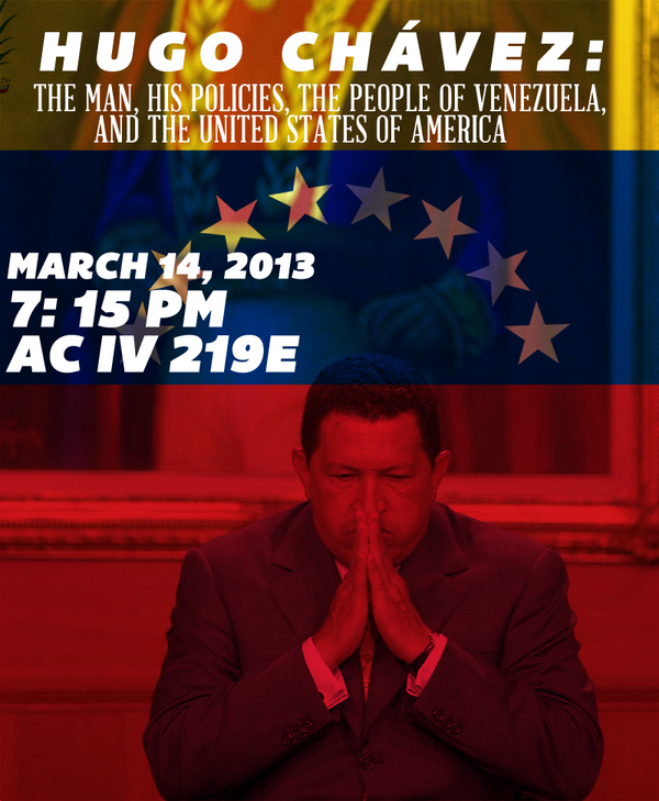 Reminder: Documentary and discussion on Hugo Chávez, tonight @ 7:15 pm in AC IV 219E (IMC) #UMBC #events