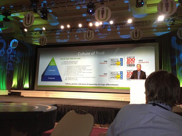chrislucera's tweet photo. @UltimateHCM CEO on stage talking about our amazing culture #ulticonnect http://t.co/w8xBJ8kshV