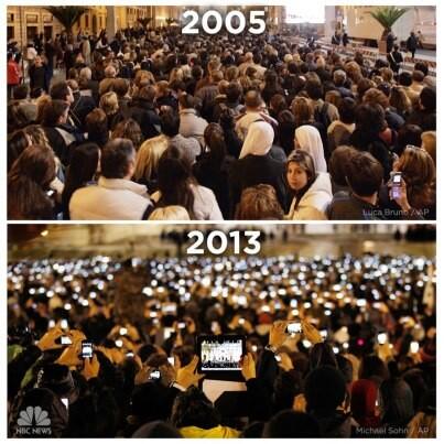 bobbygwald's tweet photo. WOW: If you're wondering if anything is changing: St. Peter's Square 2005 &amp; 2013 ( @todayshow) http://t.co/xbRMgoMD6n