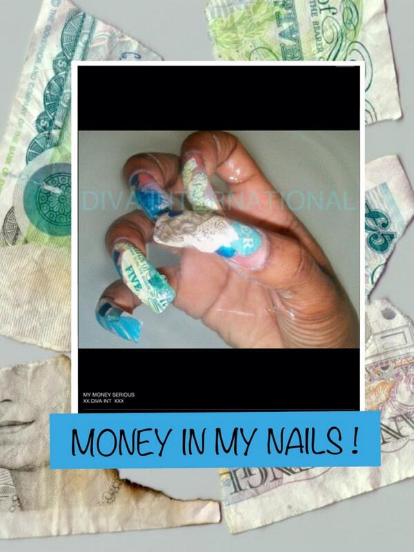 DIVAHAIRSALON's tweet photo. Money in my nails  ! When money weren't a issue ! http://t.co/Q3jOALMxu2